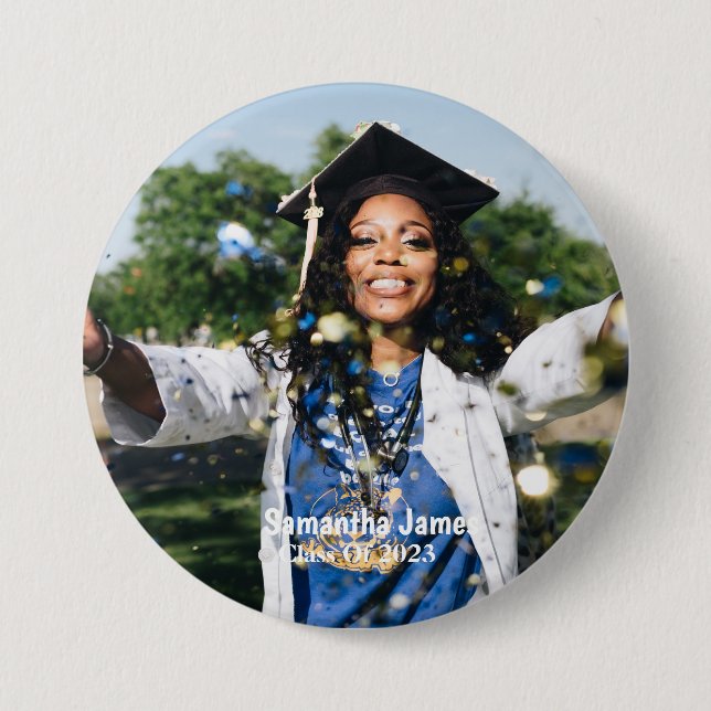 Personalised Graduation Photo and Name  7.5 Cm Round Badge (Front)