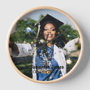 Personalised Graduation Photo and Name Clock
