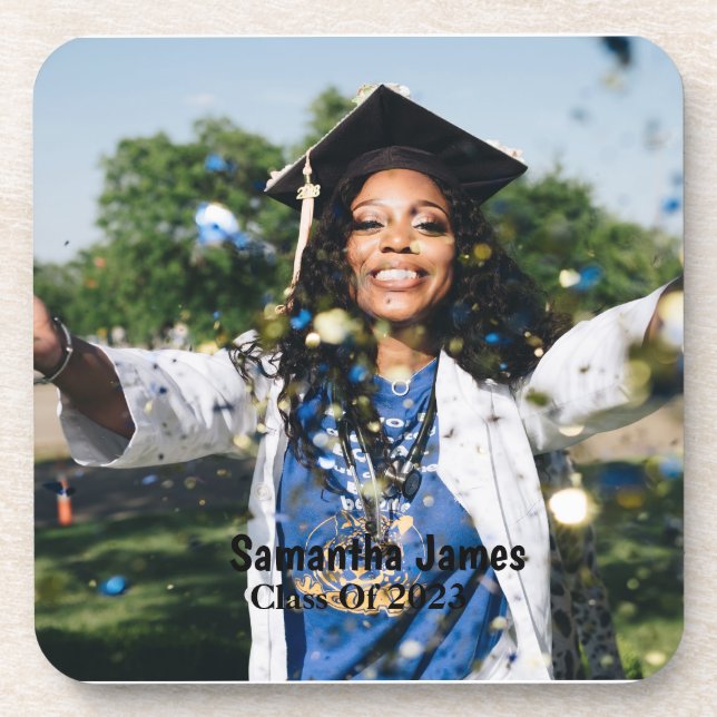 Personalised Graduation Photo and Name  Coaster (Front)