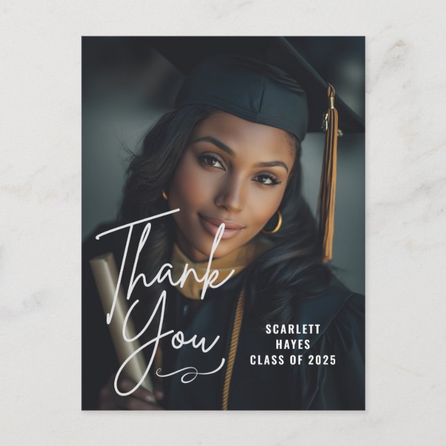 Personalised Graduation Photo | Casual Handwritten Postcard (Front)