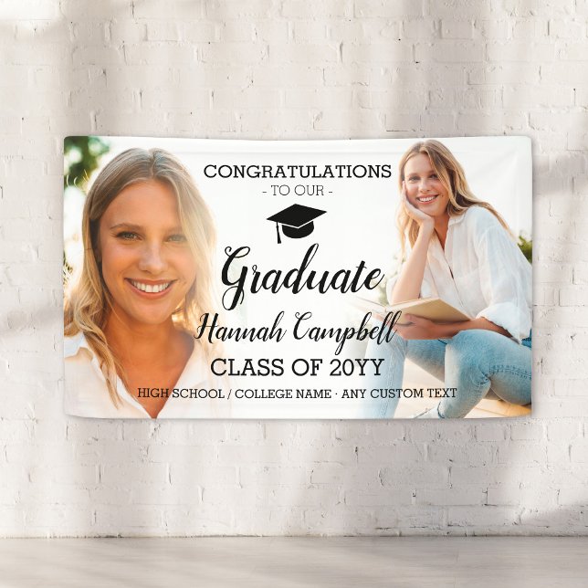 Personalised Graduation Photo Collage Script Banner (Personalized Graduation Photo Collage Script Banner
)