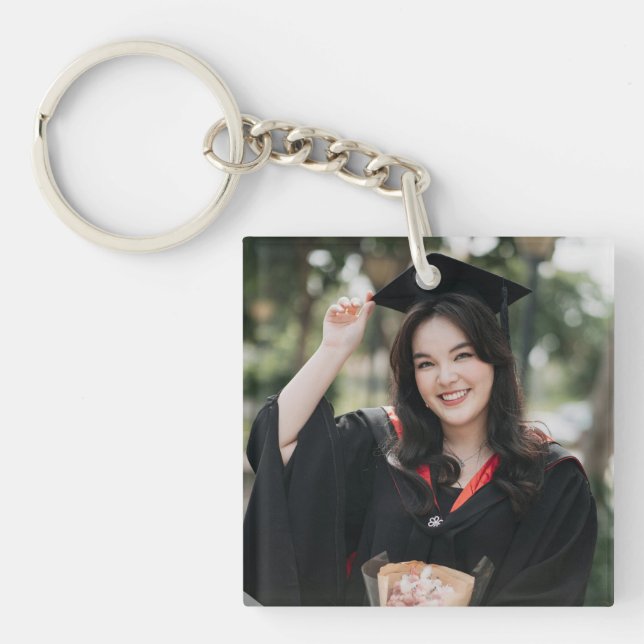Personalised Graduation Photo Keepsake Memory Gift Key Ring (Front)