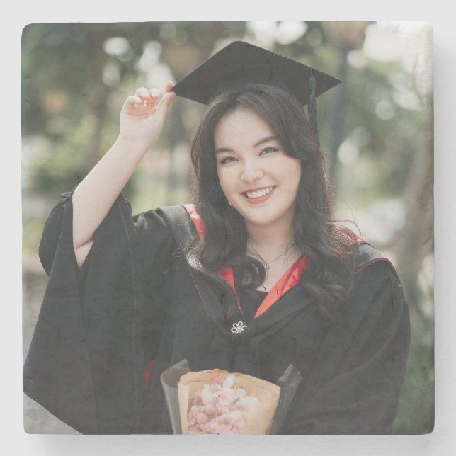 Personalised Graduation Photo Keepsake Memory Gift Stone Coaster (Front)