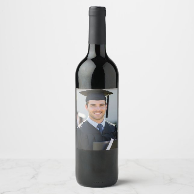 Personalised Graduation Photo Keepsake Memory Gift Wine Label (Front)