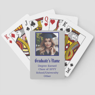 Personalised Graduation Photo Name Class Navy Blue Playing Cards