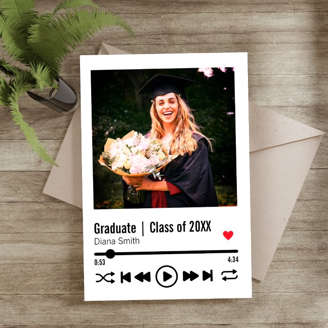Personalised Graduation Photo Song Playlist Holiday Card (Creator Uploaded)