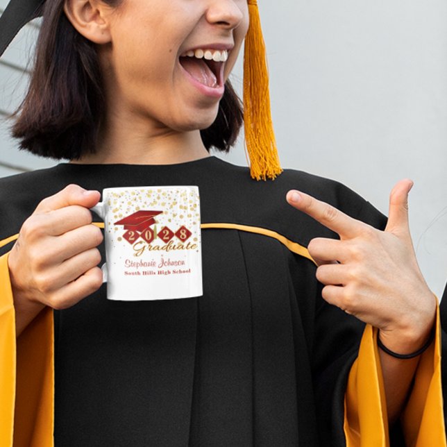 Personalised Graduation Red & Gold 20XX Coffee Mug (Personalized Graduation Red & Gold Coffee Mug)
