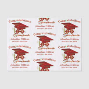 Personalised Graduation Red & Gold Tissue Paper