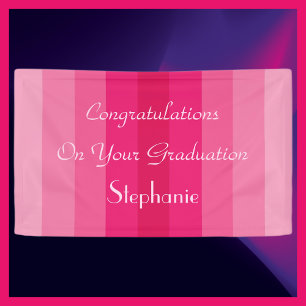 Personalised Graduation Sign Pink Stripes