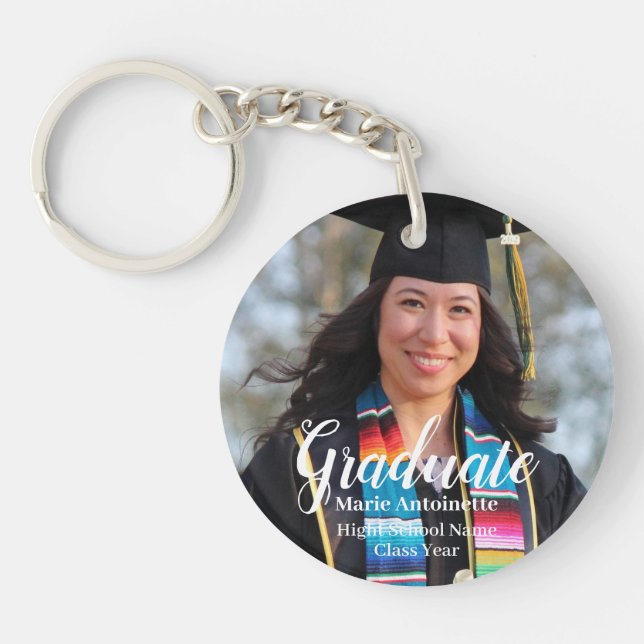 Personalised Graduation Simple Photo Key Ring (Front)