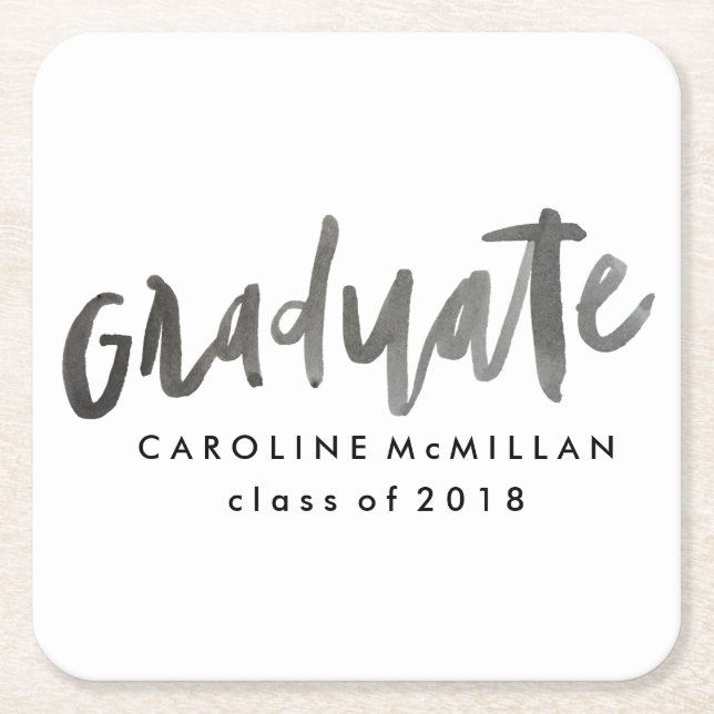 Personalised Graduation Square Paper Coaster (Front)