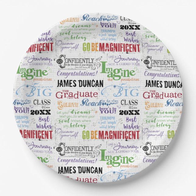 Personalised Graduation Word Art Paper Plate (Front)