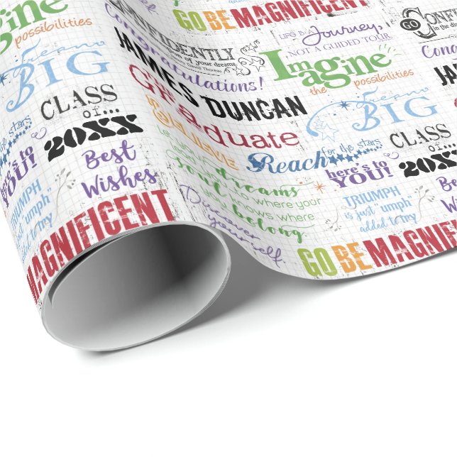 Personalised Graduation Word Art Wrapping Paper (Roll Corner)