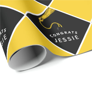 Personalised Graduation Yellow Gift Wrapping Paper