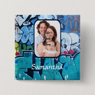 Personalised graffiti 15 cm square badge