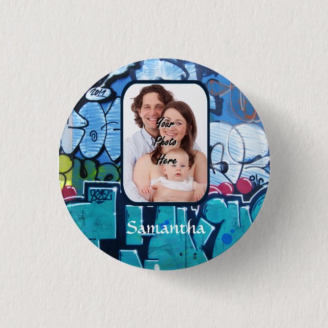 Personalised graffiti 3 cm round badge (Front)
