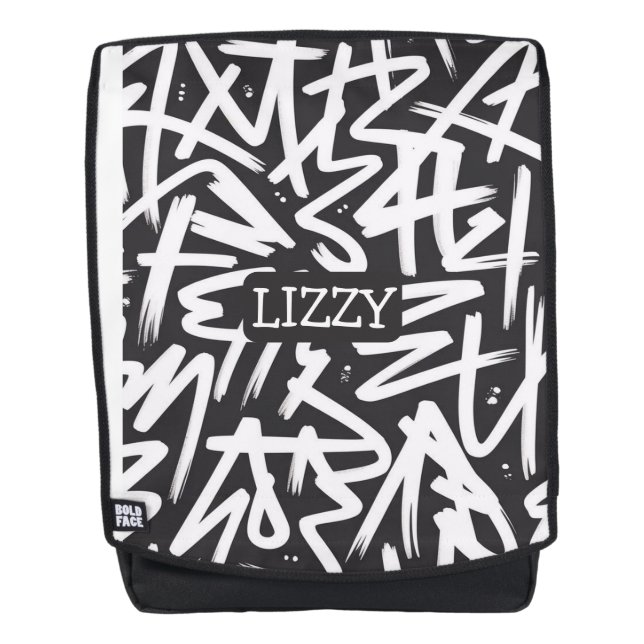 Personalised Graffiti Name Pattern — Custom Urban Backpack (Front)