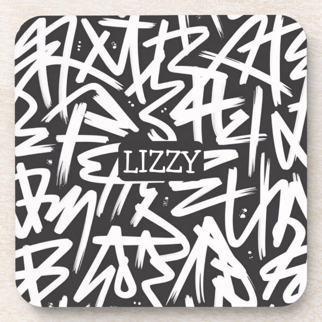 Personalised Graffiti Name Pattern — Custom Urban Coaster (Front)