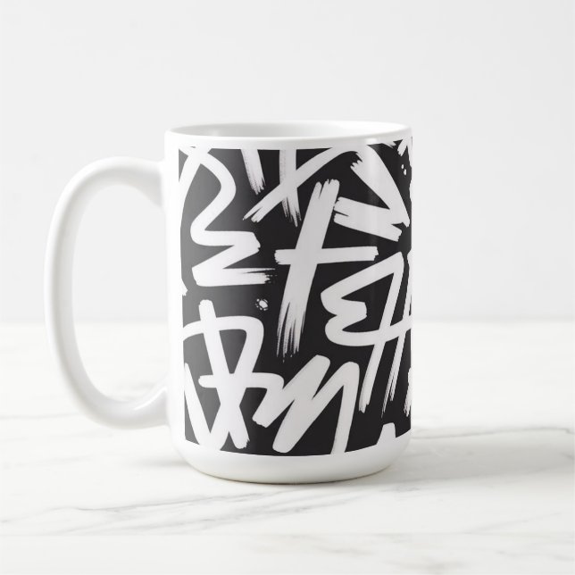 Personalised Graffiti Name Pattern — Custom Urban Coffee Mug (Left)