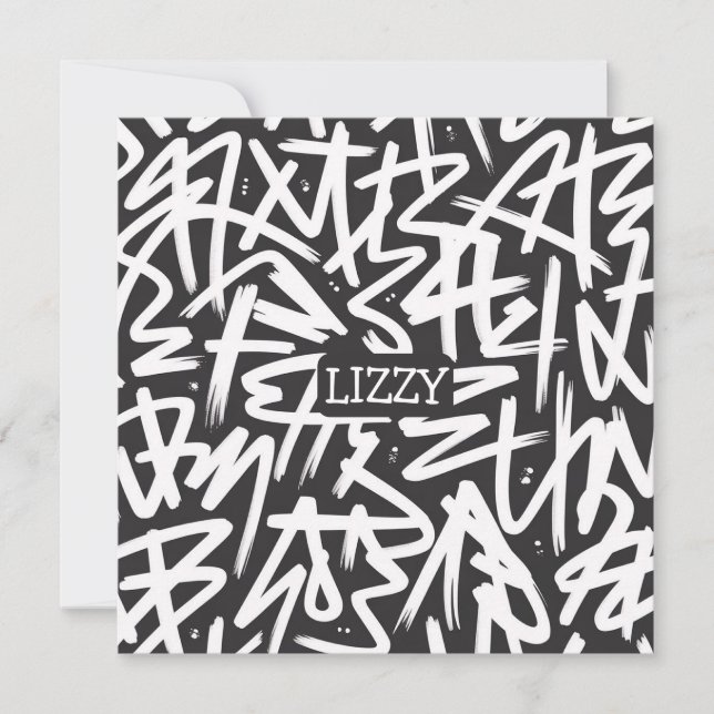 Personalised Graffiti Name Pattern — Custom Urban Invitation (Front)