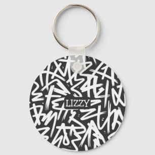 Personalised Graffiti Name Pattern — Custom Urban Key Ring