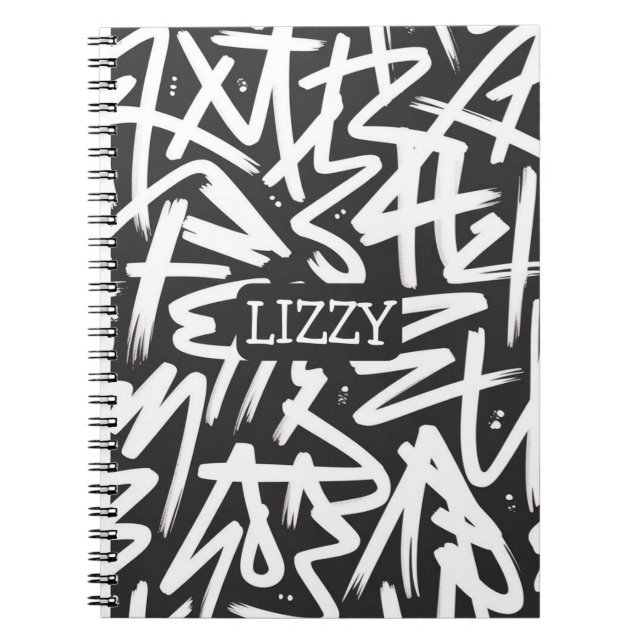 Personalised Graffiti Name Pattern — Custom Urban Notebook (Front)