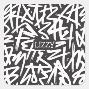 Personalised Graffiti Name Pattern — Custom Urban Square Sticker