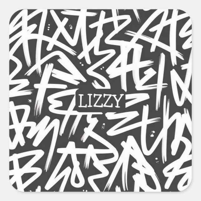 Personalised Graffiti Name Pattern — Custom Urban Square Sticker (Front)