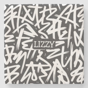 Personalised Graffiti Name Pattern — Custom Urban Stone Coaster