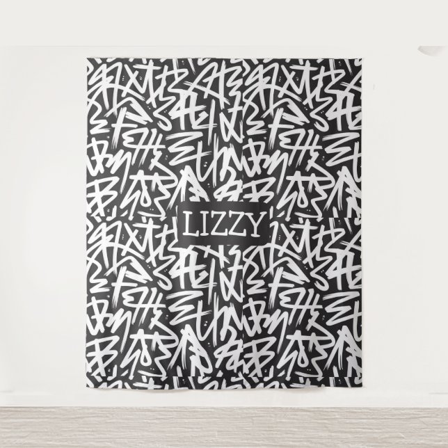 Personalised Graffiti Name Pattern — Custom Urban Tapestry (Front)