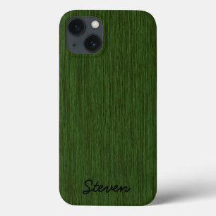 Personalised Grainy Green Wood iPhone 13 Case