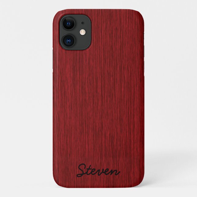 Personalised Grainy Red Wood Case-Mate iPhone Case (Back)