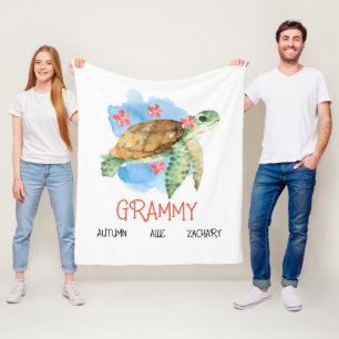 Personalised Grammy Turtle Blanket From Grandkids 