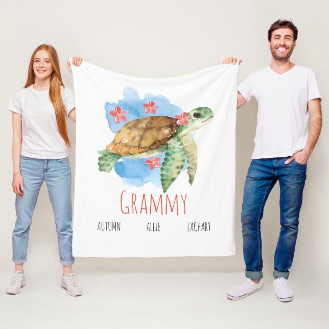 Personalised Grammy Turtle Blanket From Grandkids  (In Situ)