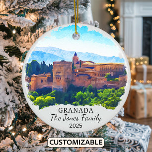 Personalised Granada Ornament, Spain Ceramic Ornament