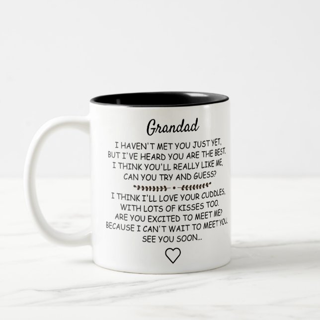 Personalised Grandad To Be from Bump Christmas Two-Tone Coffee Mug (Left)