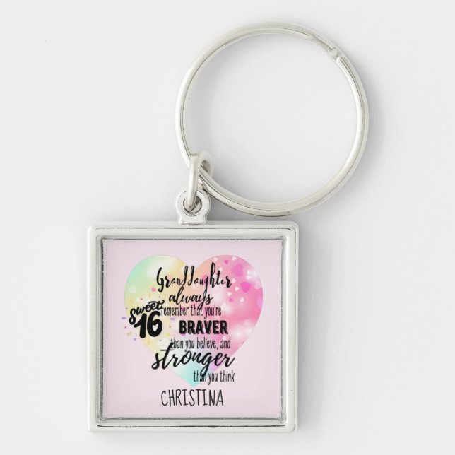 Personalised GRANDAUGHTER Gifts | Cute Quotes Fun  Key Ring (Front)