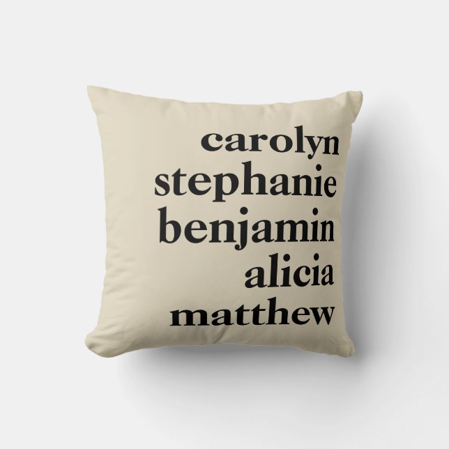 Personalised Grandchildren Names | Cream and Black Cushion (Front)
