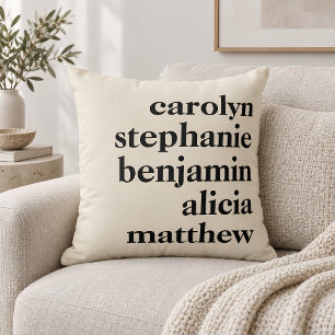 Personalised Grandchildren Names Cream and Black Cushion