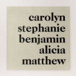 Personalised Grandchildren Names | Cream and Black Jigsaw Puzzle<br><div class="desc">Celebrate the joy of family with this Modern Typography Personalised Grandchildren Names Jigsaw Puzzle. The sleek cream and black design highlights the names of your cherished grandchildren,  turning it into a fun,  interactive keepsake. It’s the perfect blend of modern style and heartfelt connection.</div>