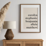 Personalised Grandchildren Names Cream and Black Poster<br><div class="desc">Celebrate family with this personalised cream and black poster featuring grandchildren's names in a charming modern vintage style. The rustic farmhouse aesthetic adds warmth, making it a perfect piece for any home. Whether printed or downloaded, this design blends simplicity and elegance, offering a timeless look that complements both cosy and...</div>