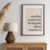 Personalised Grandchildren Names Cream and Black