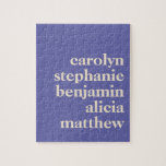Personalised Grandchildren Names in Purple Jigsaw Puzzle<br><div class="desc">Modern Typography Personalised Grandchildren Names | Purple Puzzle</div>