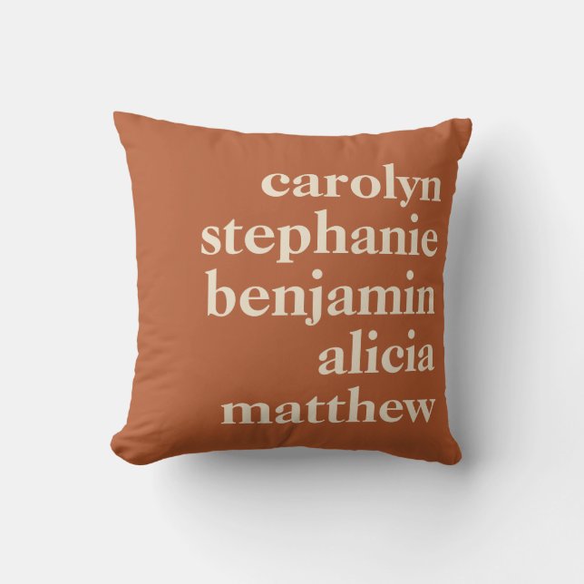 Personalised Grandchildren Names in Rust Cushion (Front)