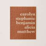 Personalised Grandchildren Names in Rust Jigsaw Puzzle<br><div class="desc">Modern Typography Personalised Grandchildren Names | Rust Puzzle</div>