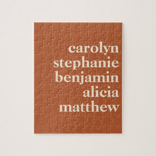 Personalised Grandchildren Names in Rust Jigsaw Puzzle (Vertical)