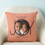 Personalised Grandchildren Names Photo Grandma Cushion<br><div class="desc">This simple and stylish photo throw pillow for your grandmother 
is decorated with the word JOY and says "We Love You Grandma" on a terracotta background.
Easily customisable with your photo and grandchildren's names. 
Makes a perfect keepsake gift for Grandma.</div>