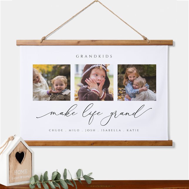 Personalised Grandkids Make Life Grand, Photo Hanging Tapestry (Creator Uploaded)