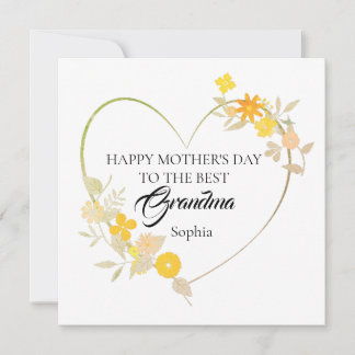 Personalised Grandm Name Mother’s Day Floral Heart Card
