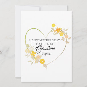 Personalised Grandm Name Mother’s Day Floral Heart Card